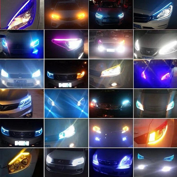 Luzes LED Flexíveis Para Carros DRL De Dupla Cor