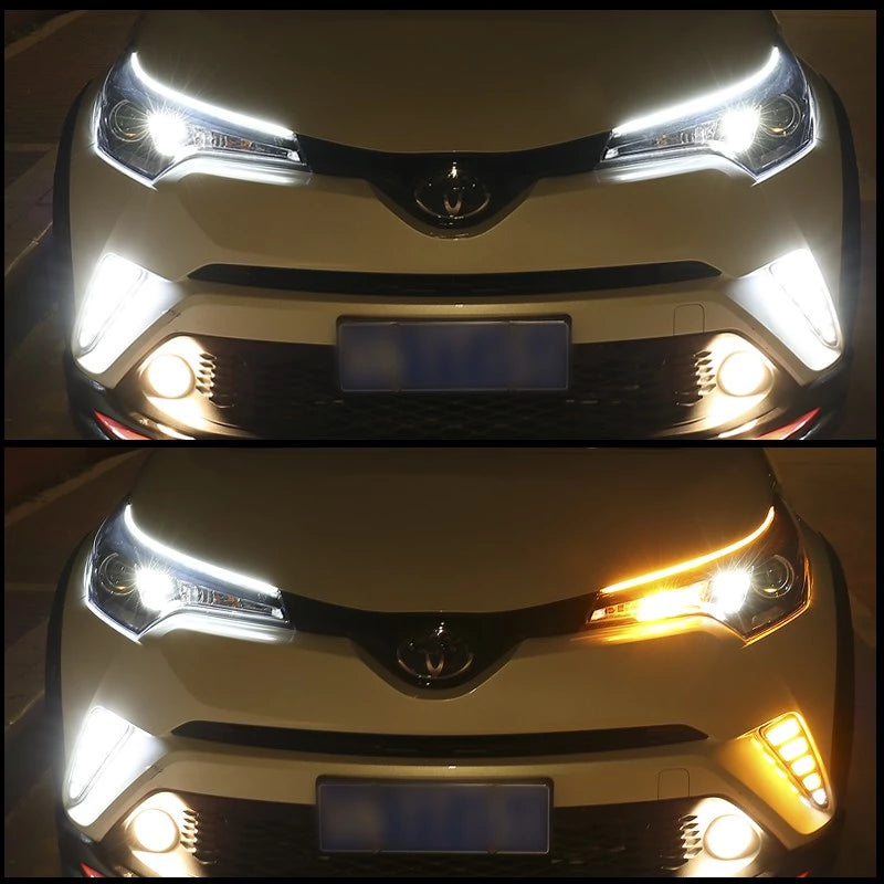 Luzes LED Flexíveis Para Carros DRL De Dupla Cor