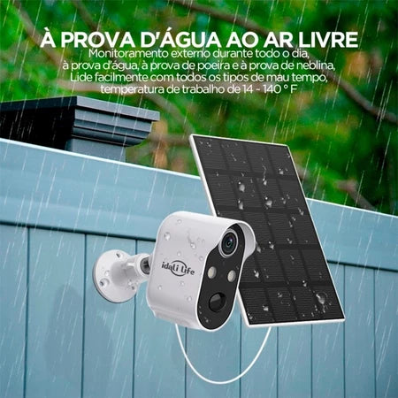 Câmera de segurança Com Painel Solar externa com Detecção de Movimento e Visão Noturna IDALI LIFE