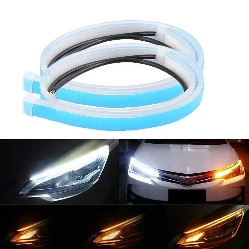 Luzes LED Flexíveis Para Carros DRL De Dupla Cor