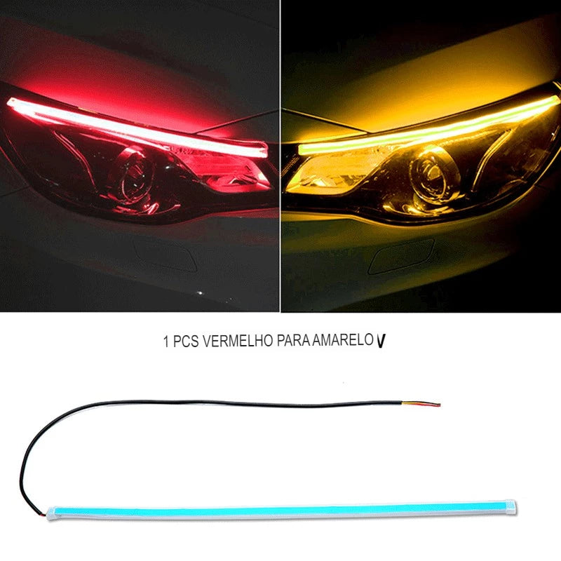 Luzes LED Flexíveis Para Carros DRL De Dupla Cor