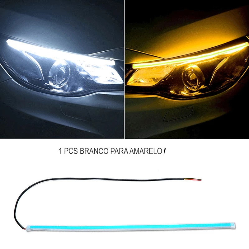 Luzes LED Flexíveis Para Carros DRL De Dupla Cor