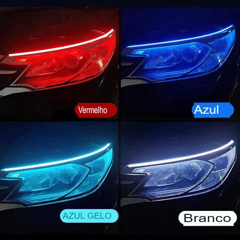 Luzes LED Flexíveis Para Carros DRL De Dupla Cor