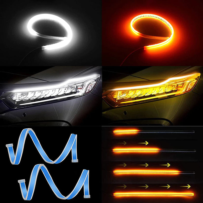 Luzes LED Flexíveis Para Carros DRL De Dupla Cor